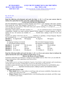 Hướng dẫn làm đề thi tốt nghiệp THPT Tiếng Anh số 17 1